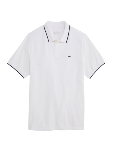 Shop Vineyard Vines Men's Heritage Tipped Cotton Polo Shirt In White Cap