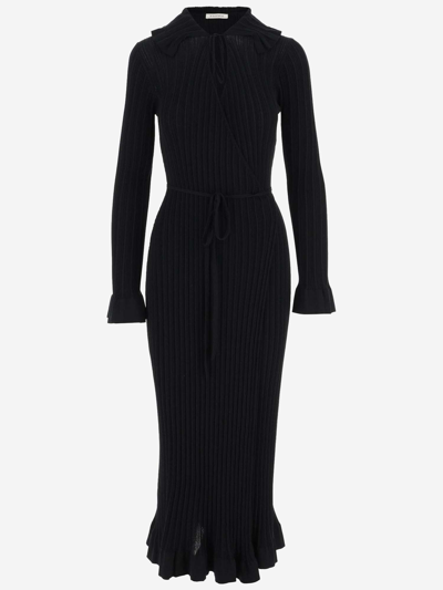 Shop By Malene Birger Cotton Blend Long Dress In Black
