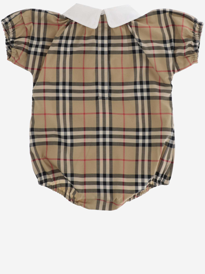 Shop Burberry Stretch Cotton Bodysuit With Check Pattern In Red