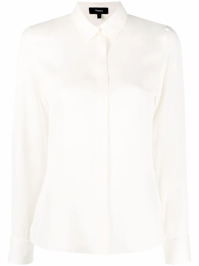 Shop Theory Classic Fitted Shirt In Ivory