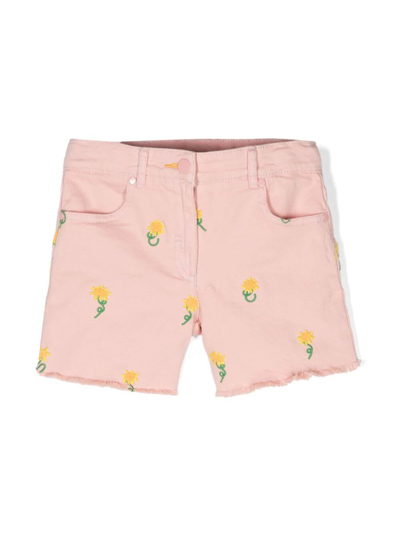 Shop Stella Mccartney Shorts In Em Pink Embroidery