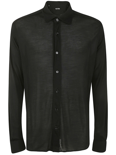 Shop Tom Ford Cut And Sewn Long Sleeve Shirt In Black