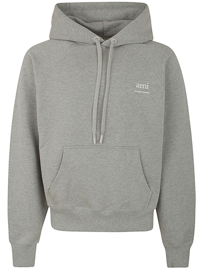 Shop Ami Alexandre Mattiussi Hoodie Ami Am In Heather Ash Grey