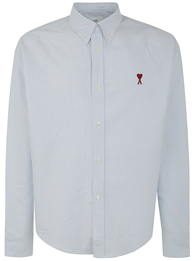 Shop Ami Alexandre Mattiussi Boxy Fit Shirt In Sky Blue Natural White