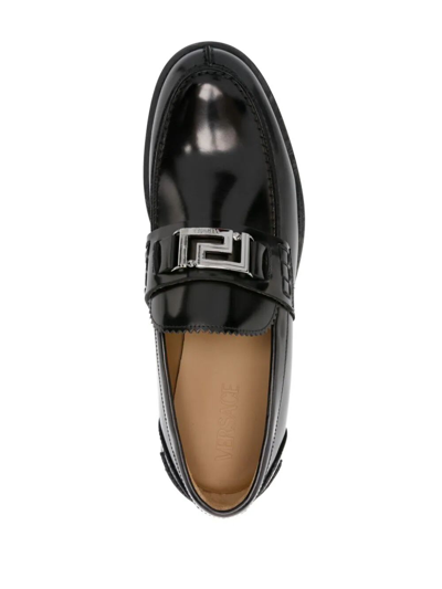 Shop Versace Loafer Calf Leather In E Black Ruthenium