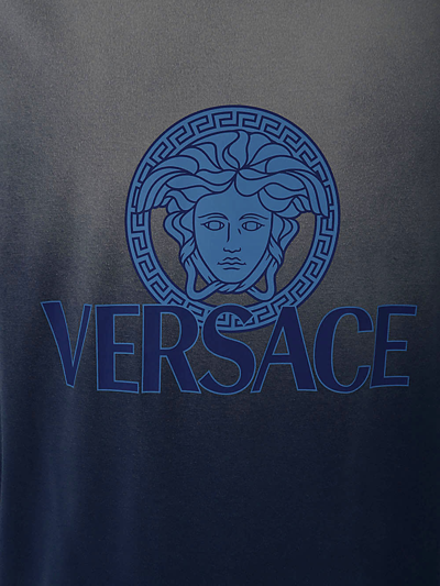 Shop Versace T-shirt Jersey Fabric Degrade Overdye In Royal Blue
