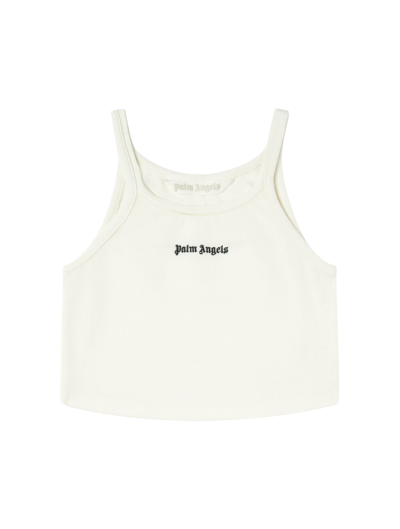 Shop Palm Angels Classic Logo Tank Top In Off White Black