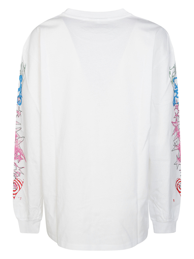 Shop Ganni Printed Long Sleeve T-shirt In White