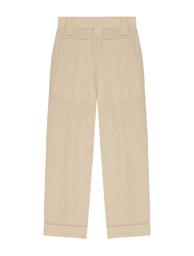 Shop Ganni Textured Suiting Mid Waist Pants In Oyster Gray