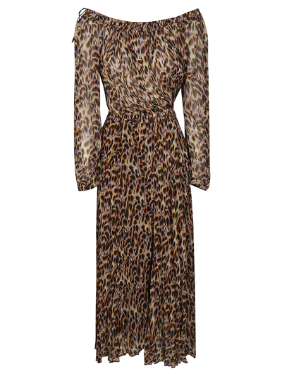 Shop Marant Etoile Volga Fantasy Chiffon Dress In Brown
