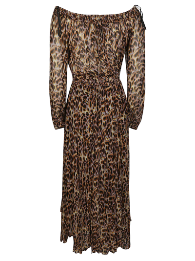 Shop Marant Etoile Volga Fantasy Chiffon Dress In Brown