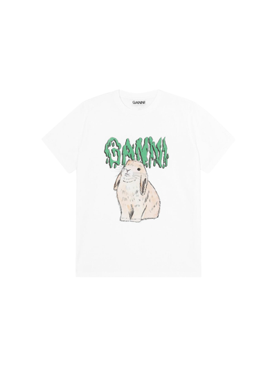 Shop Ganni T-shirt, Bunny In Bright White
