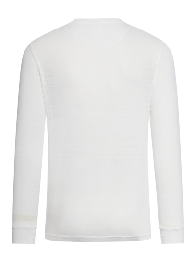 Shop 120% Lino Long Sleeve Men Tshirt In R White Solid