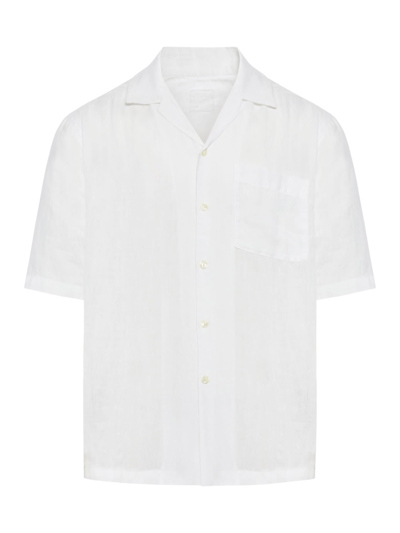 Shop 120% Lino Short Sleeve Men Shirt In White