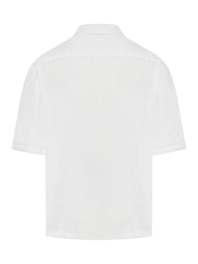 Shop 120% Lino Short Sleeve Men Shirt In White