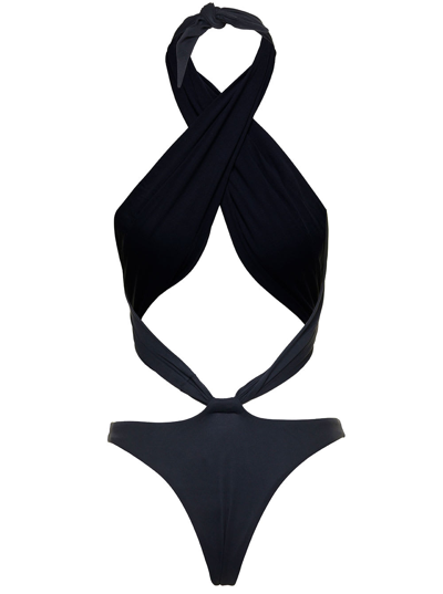 Shop Reina Olga Showpony Swimsuit With Cut-out In Black Polyamide Woman