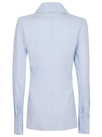 Shop Balmain Mini Vichy Popeline Knotted Shirt In Slj Bleu Pale Blanc