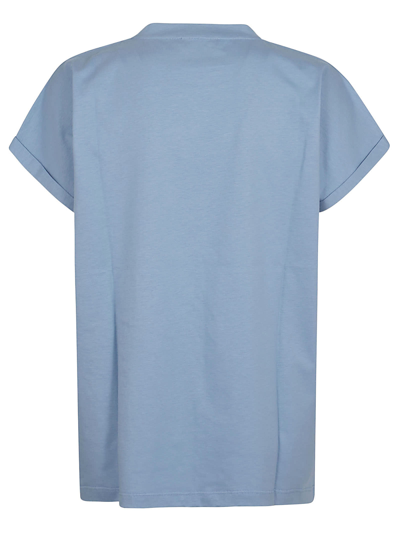 Shop Balmain Flock Detail T-shirt In Slf Bleu Pale Naturel