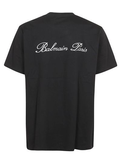 Shop Balmain Signature Embroidery T-shirt-bulky Fit In Eab Noir Blanc