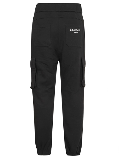 Shop Balmain Print Cargo Sweatpants In Eab Noir Blanc