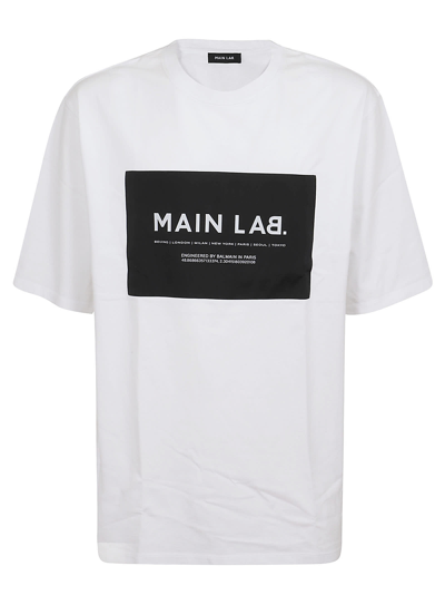 Shop Balmain Main Lab - Label T-shirt In Gab Blanc Noir