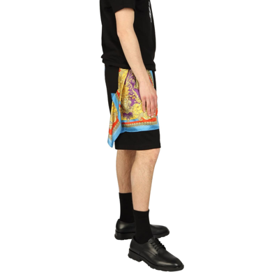 Shop Versace Barocco Goddess Night Print Shorts In Black