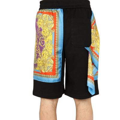 Shop Versace Barocco Goddess Night Print Shorts In Black