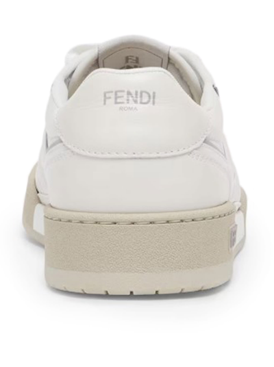 Shop Fendi Low Top Match Mix Vitello+logo In White Light Grey