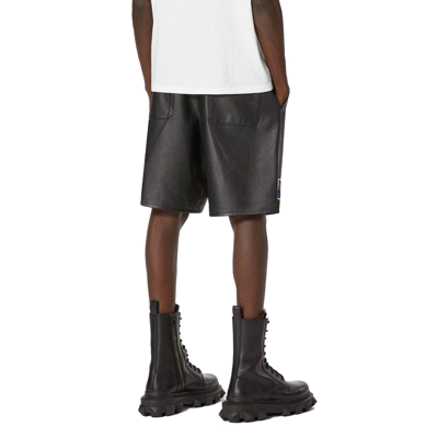 Shop Valentino Leather Shorts In Black