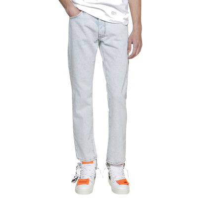 Shop Off-white Slim Fit Diag Jeans In Blue