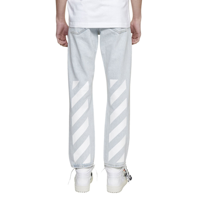 Shop Off-white Slim Fit Diag Jeans In Blue