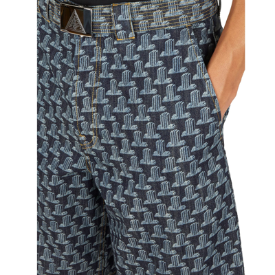 Shop Lanvin Column Monogram Shorts In Blue