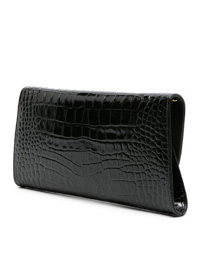 Shop Tom Ford Shiny Stamped Croc Clutch In Black