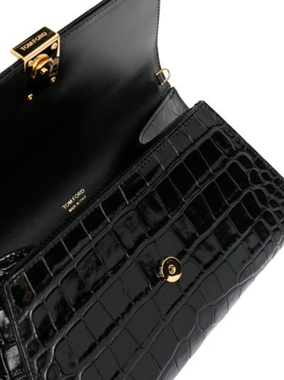 Shop Tom Ford Shiny Stamped Croc Clutch In Black