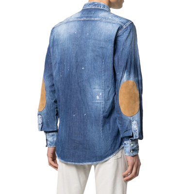 Shop Dsquared2 Distressed Effect Denim Shirt In Blue