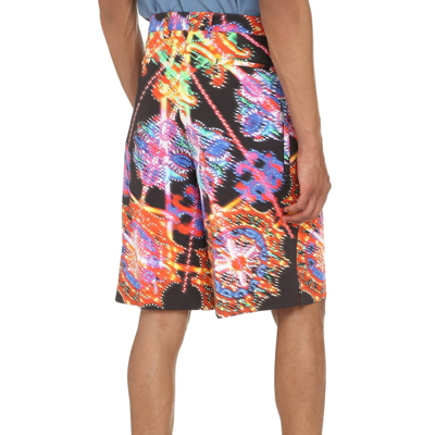 Dolce & Gabbana Multicolor Bermuda Shorts With All-over Hawaiian Print And Drawstrig In Silk Man In Black