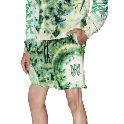 Shop Amiri Tie-dye Cotton Shorts In Green