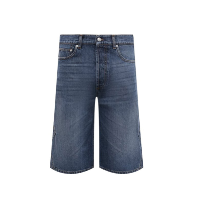 Shop Alexander Mcqueen Denim Shorts In Blue