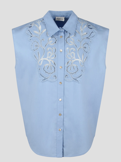 Shop P.a.r.o.s.h Canyox Lace Embroidery Shirt In Blue
