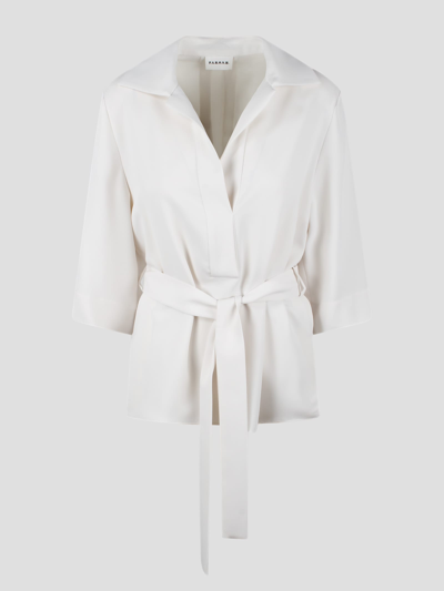 Shop P.a.r.o.s.h Panty Belted Blouse In White