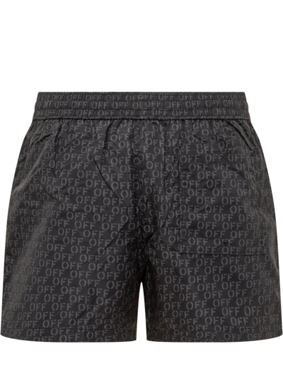 Shop Off-white Monogram Off Boxer Swimshorts In Black