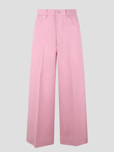 Shop Gucci Wool Pants In Pink & Purple