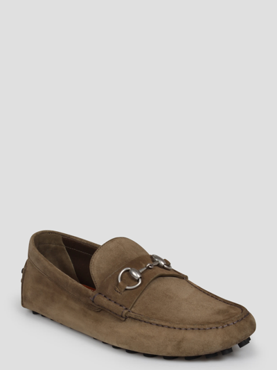 Shop Gucci Horsebit Driver Loafers In Brown