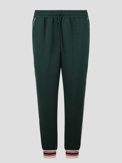 Shop Gucci Gg Jacquard Jersey Track Bottoms In Green