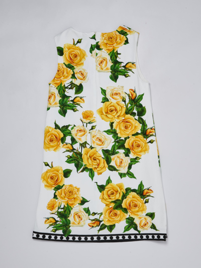 Shop Dolce & Gabbana Sleeveless Dress Dress In Bianco-giallo