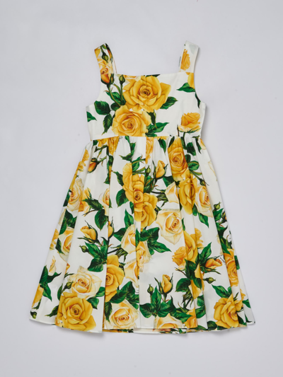 Shop Dolce & Gabbana Dress Dress In Bianco-giallo