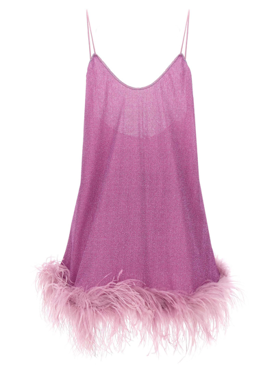 Shop Oseree Lumiere Plumage Short Dress In Purple