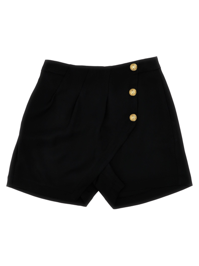 Shop Balmain Logo Buttons Shorts In Black