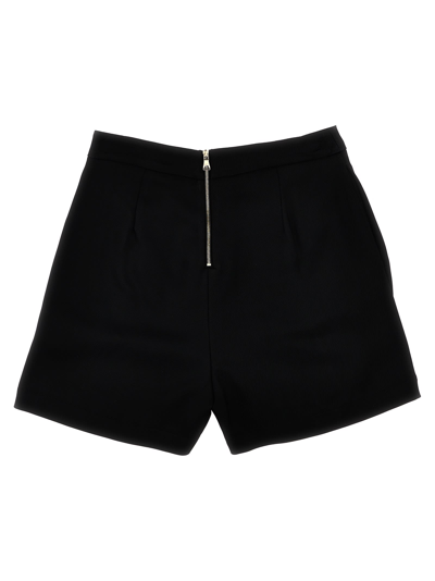 Balmain Asymmetric Twill Shorts In Black