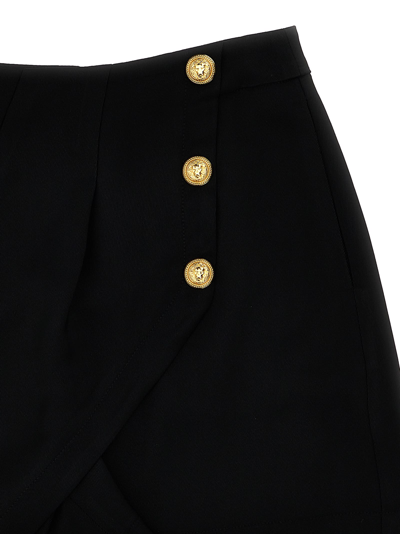 Balmain Asymmetric Twill Shorts In Black